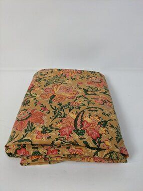 Vintage Rectangle Tablecloth 100" x 68" Mustard Orange Green Large